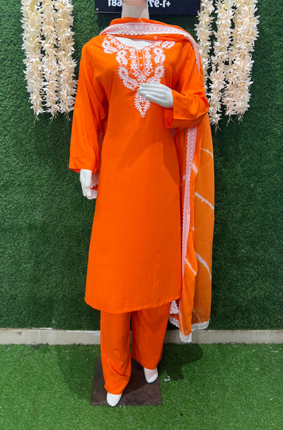 Stylish Embroidered Kurta with Pant & Dupatta Set – Elegant Ethnic Wear