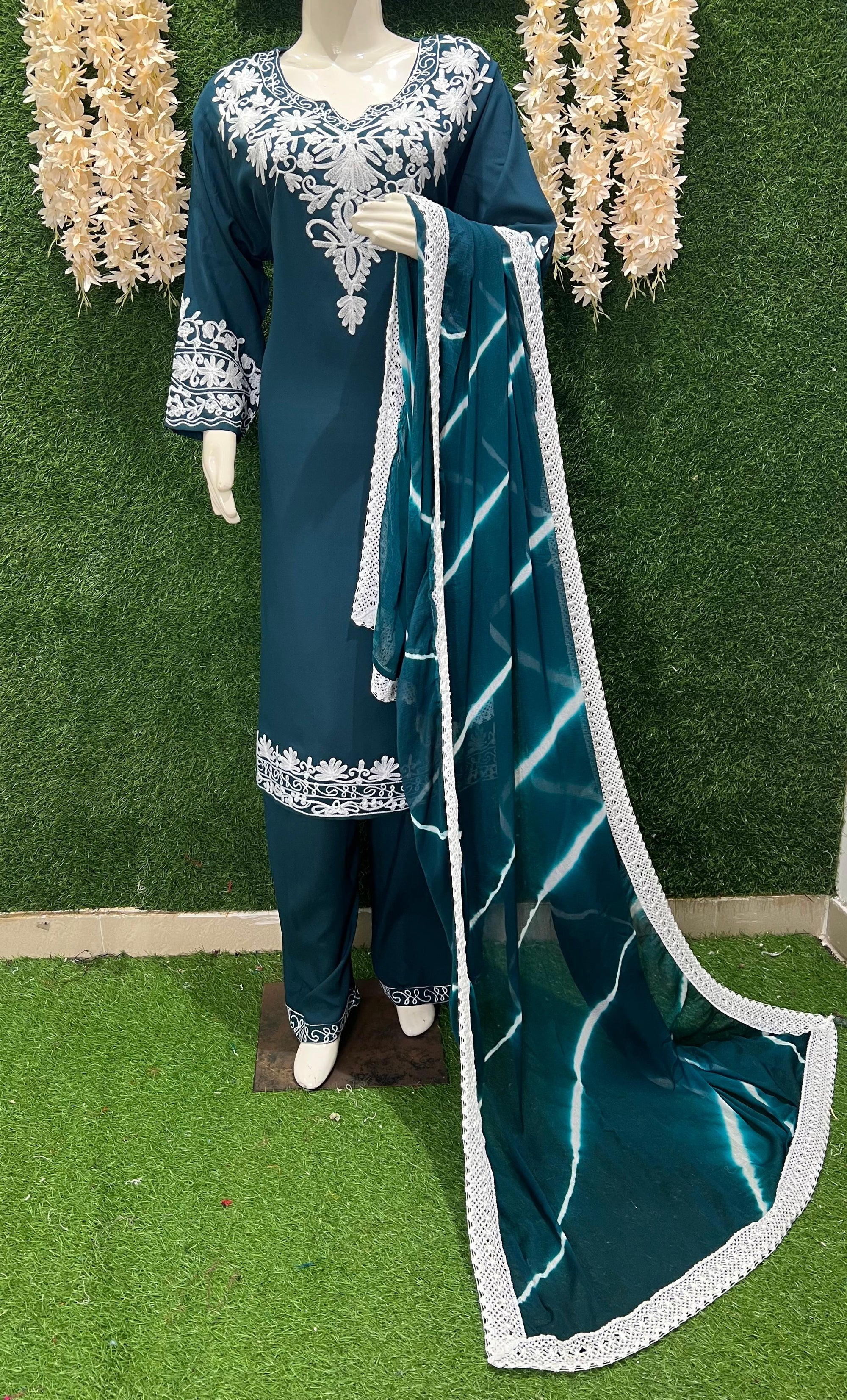 Embroidered Pant Style Suit with Dupatta – Elegant Festive Wear