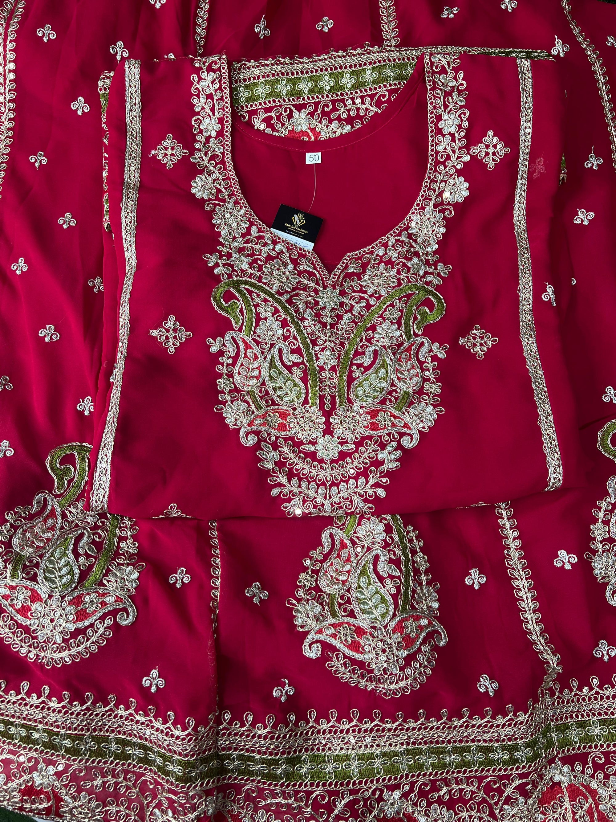 Beautiful Embroidered Kurta with Lehenga and Dupatta Set