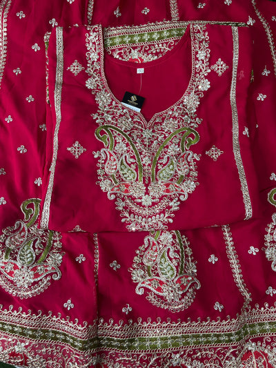 Beautiful Embroidered Kurta with Lehenga and Dupatta Set