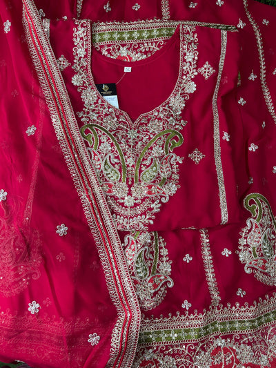 Beautiful Embroidered Kurta with Lehenga and Dupatta Set