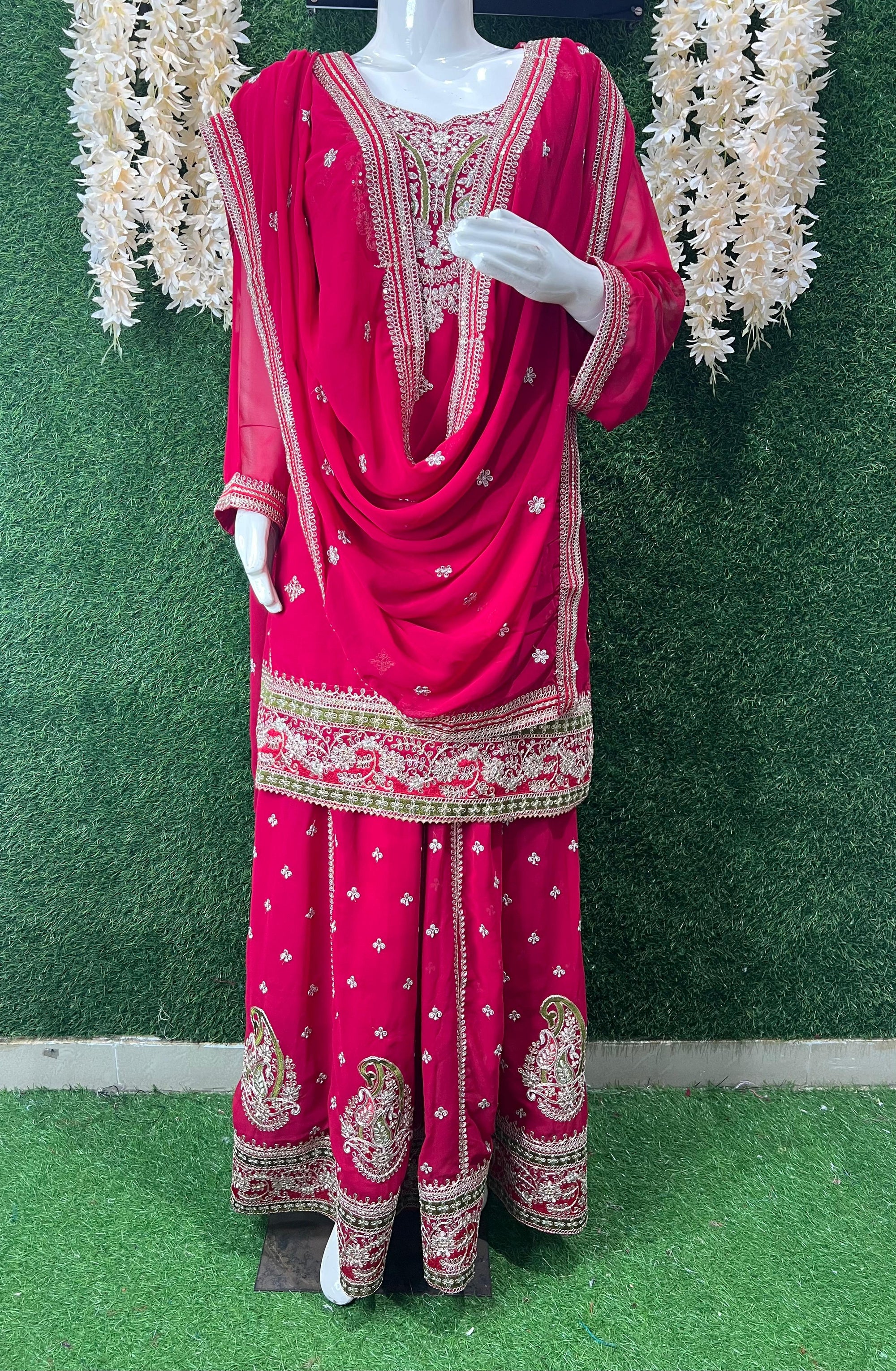 Beautiful Embroidered Kurta with Lehenga and Dupatta Set