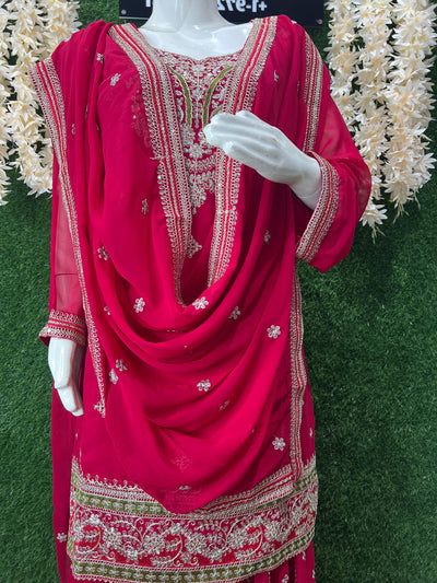 Beautiful Embroidered Kurta with Lehenga and Dupatta Set