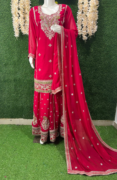 Beautiful Embroidered Kurta with Lehenga and Dupatta Set