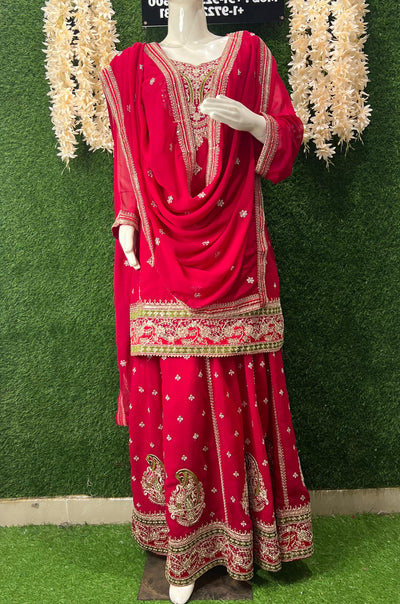 Beautiful Embroidered Kurta with Lehenga and Dupatta Set