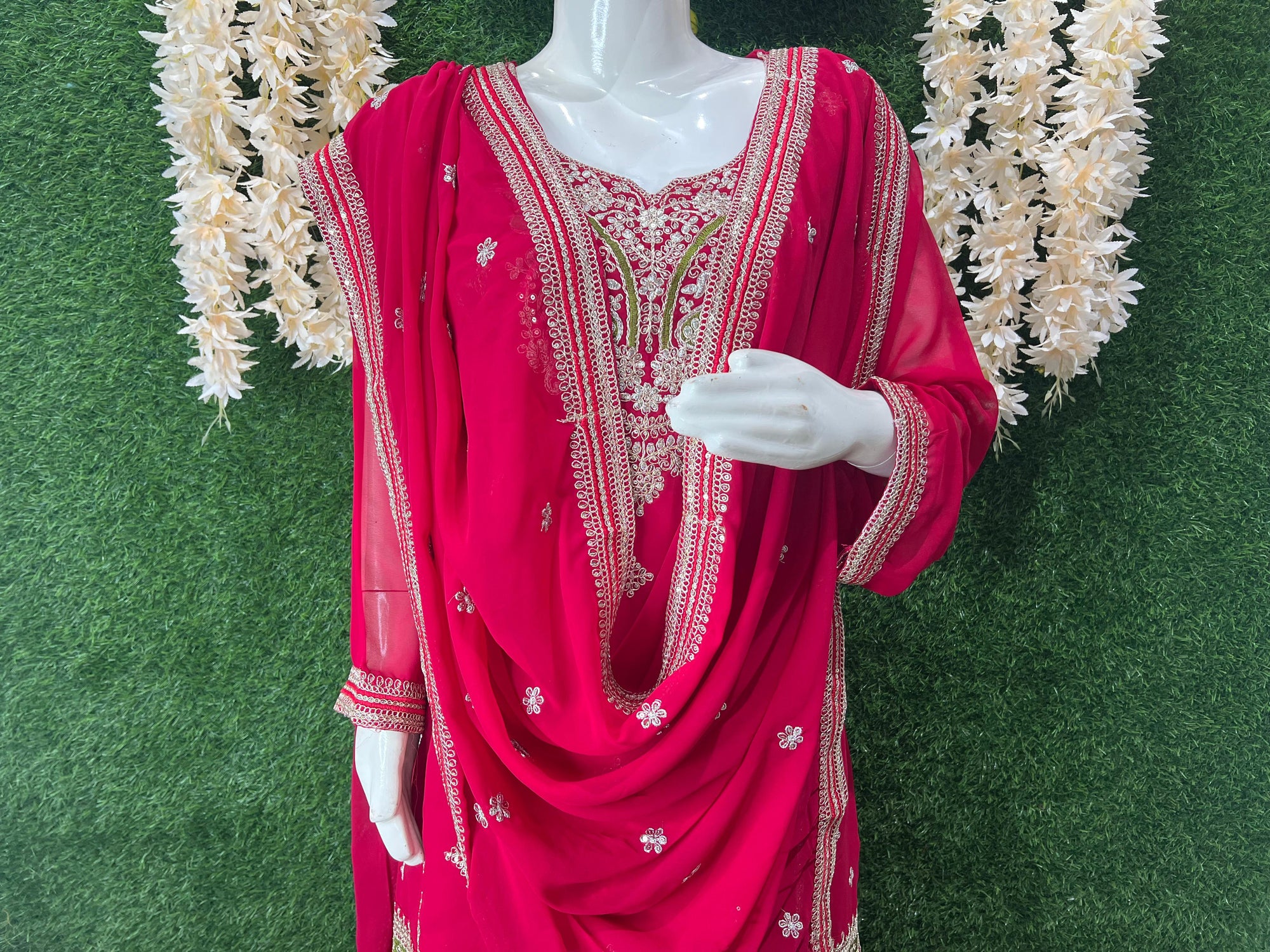 Beautiful Embroidered Kurta with Lehenga and Dupatta Set
