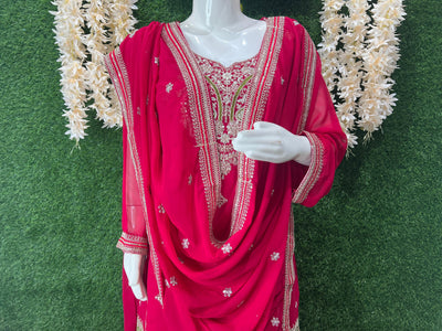 Beautiful Embroidered Kurta with Lehenga and Dupatta Set