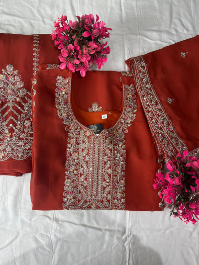 Graceful Embroidered Kurta with Sharara & Dupatta