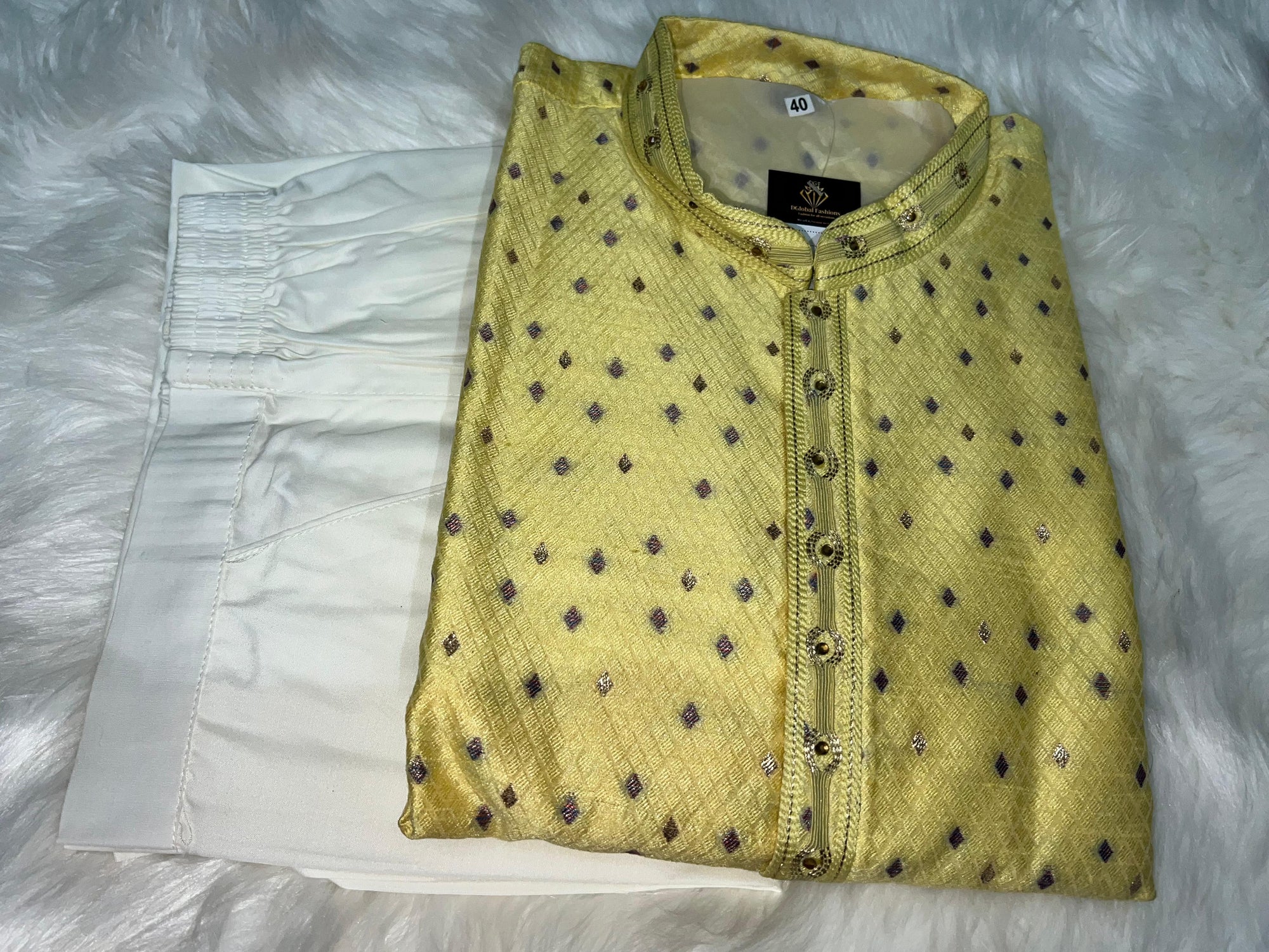 Elegant Silk Self-Check Zari Weave Kurta Pajama Set with Full Lining