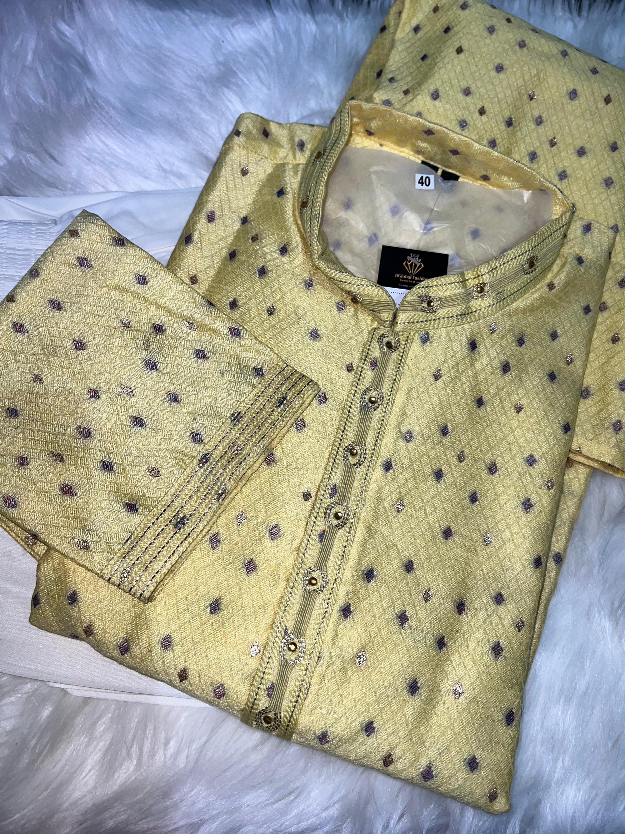 Elegant Silk Self-Check Zari Weave Kurta Pajama Set with Full Lining