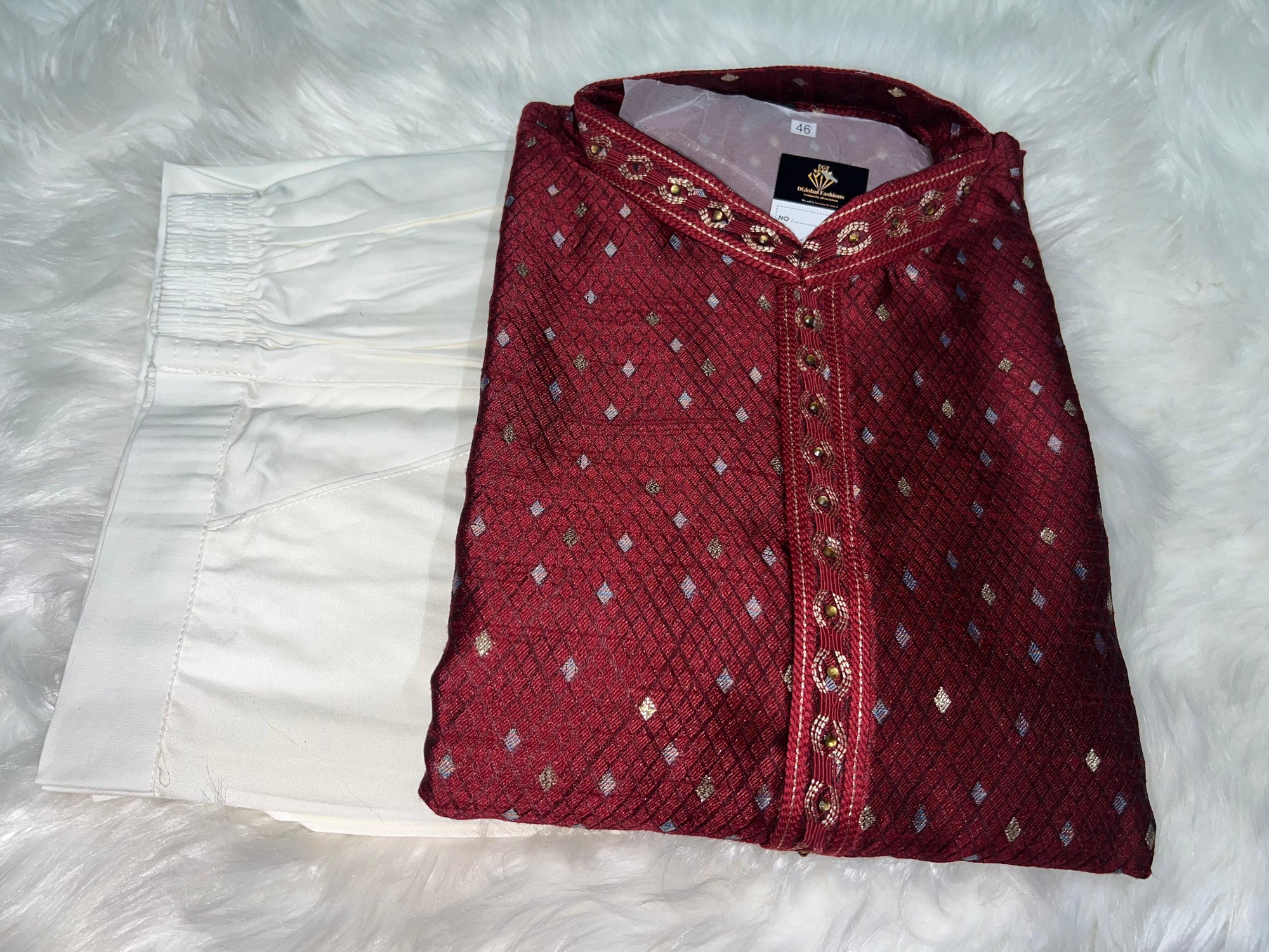 Elegant Silk Self-Check Zari Weave Kurta Pajama Set with Full Lining