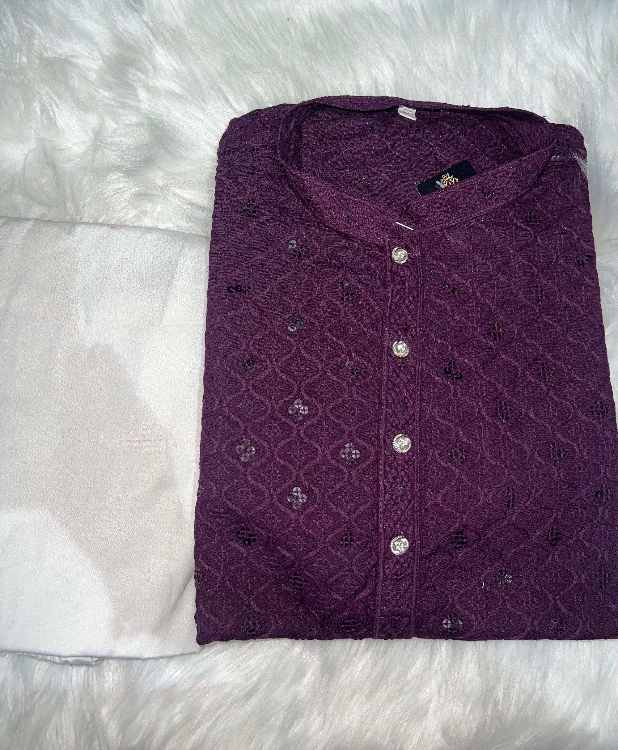 Chikankari Sequin Work Kurta Pajama Set – Elegant Ethnic Wear