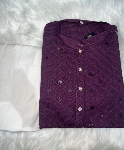 Chikankari Sequin Work Kurta Pajama Set – Elegant Ethnic Wear