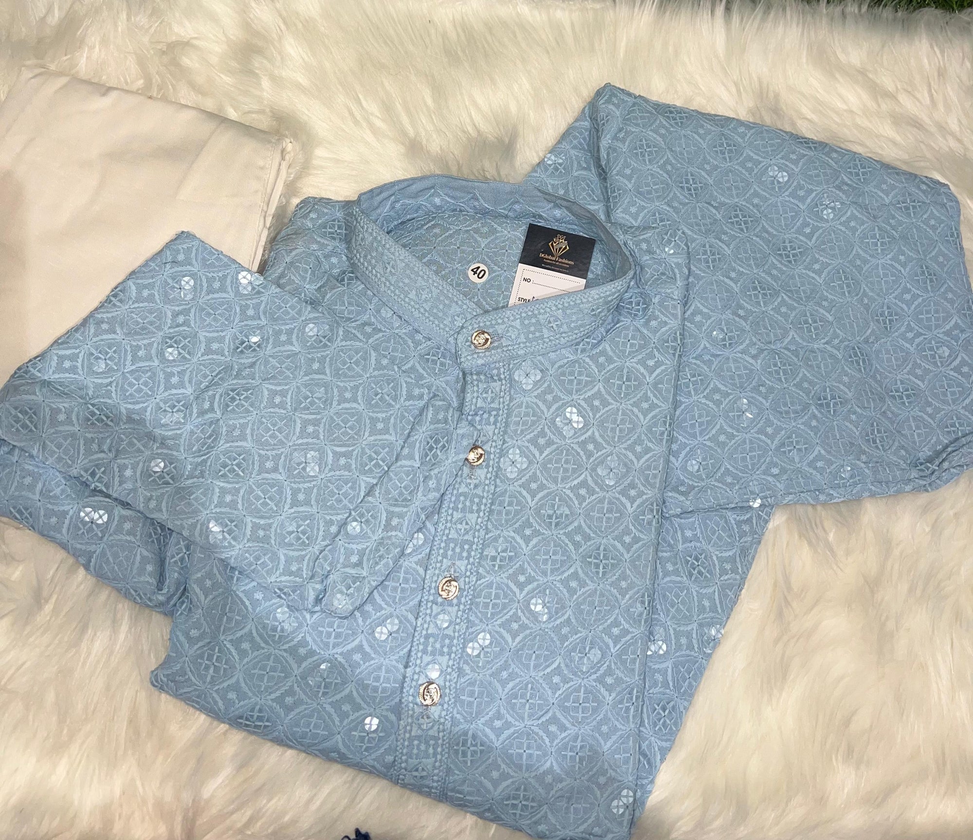 Chikankari Sequin Work Kurta Pajama Set – Elegant Ethnic Wear