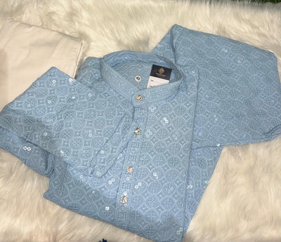 Chikankari Sequin Work Kurta Pajama Set – Elegant Ethnic Wear