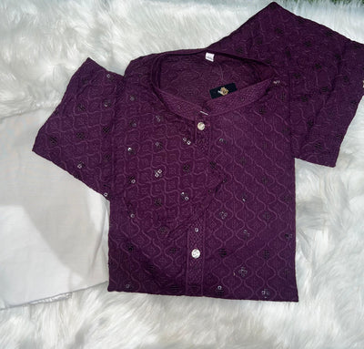 Chikankari Sequin Work Kurta Pajama Set – Elegant Ethnic Wear