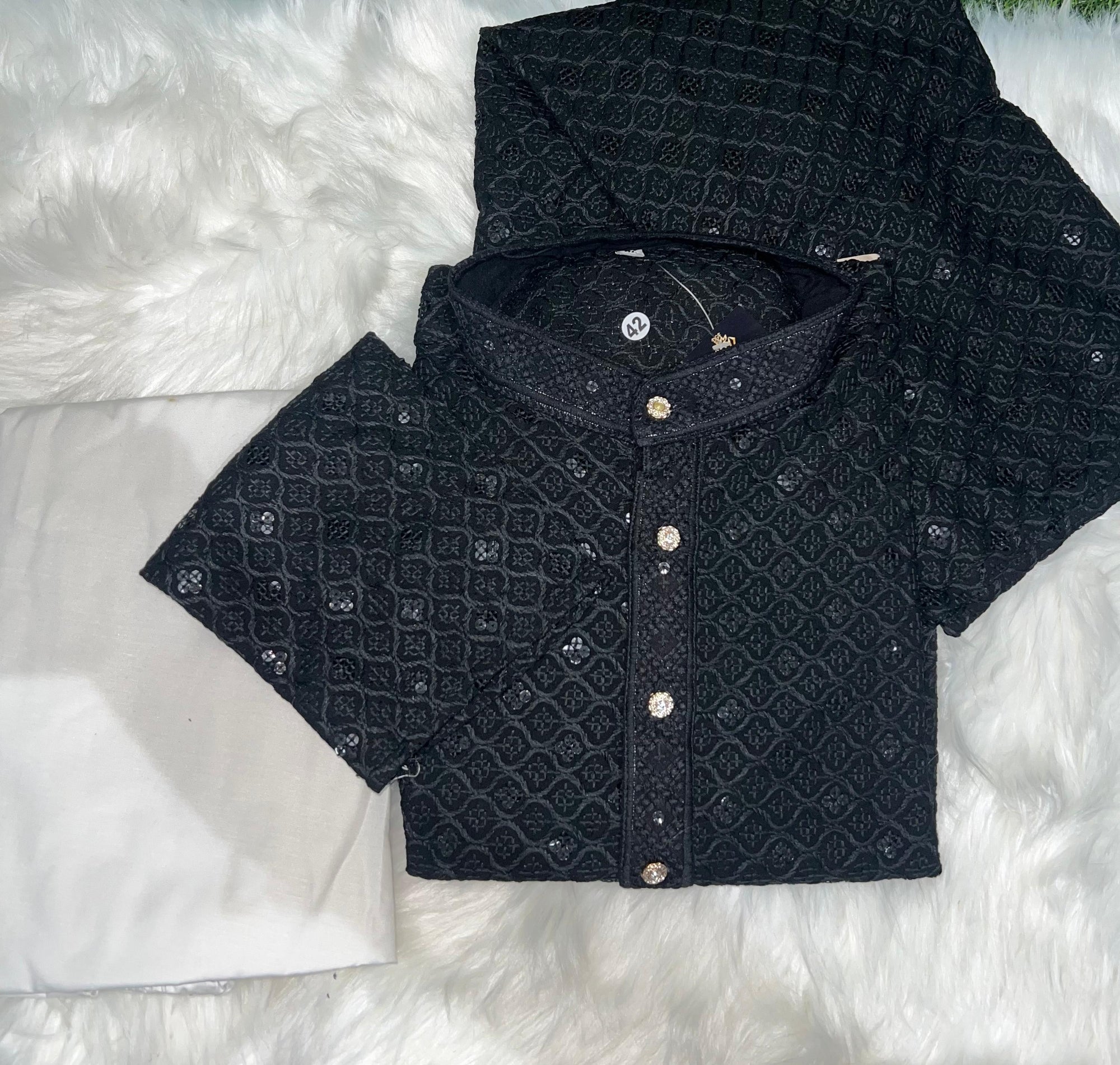 Chikankari Sequin Work Kurta Pajama Set – Elegant Ethnic Wear