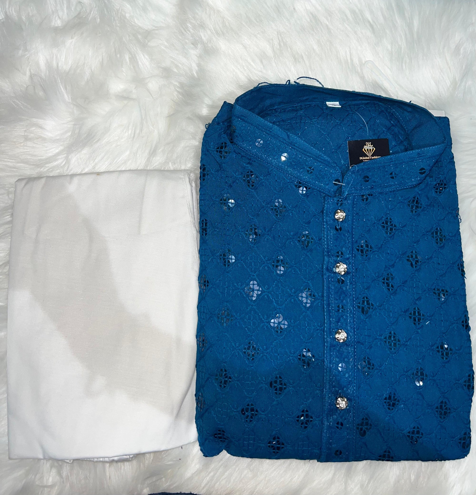 Chikankari Sequin Work Kurta Pajama Set – Elegant Ethnic Wear