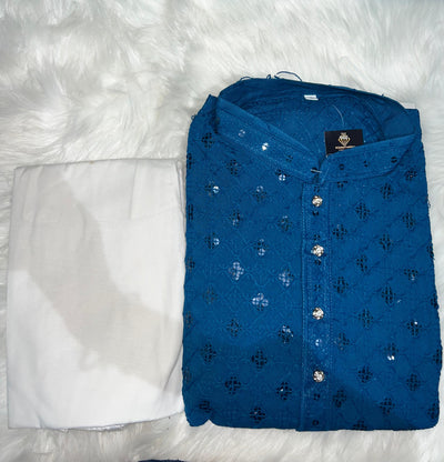Chikankari Sequin Work Kurta Pajama Set – Elegant Ethnic Wear