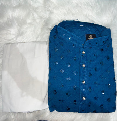 Chikankari Sequin Work Kurta Pajama Set – Elegant Ethnic Wear