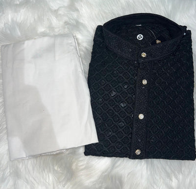 Chikankari Sequin Work Kurta Pajama Set – Elegant Ethnic Wear