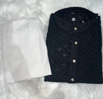 Chikankari Sequin Work Kurta Pajama Set – Elegant Ethnic Wear