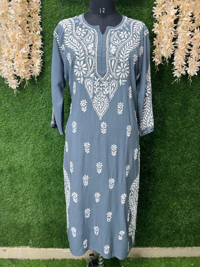 Lucknowi Chikankari Reyon Kurti