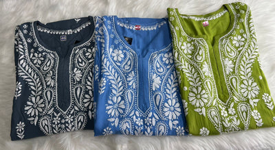 Lucknowi Chikankari Reyon Kurti