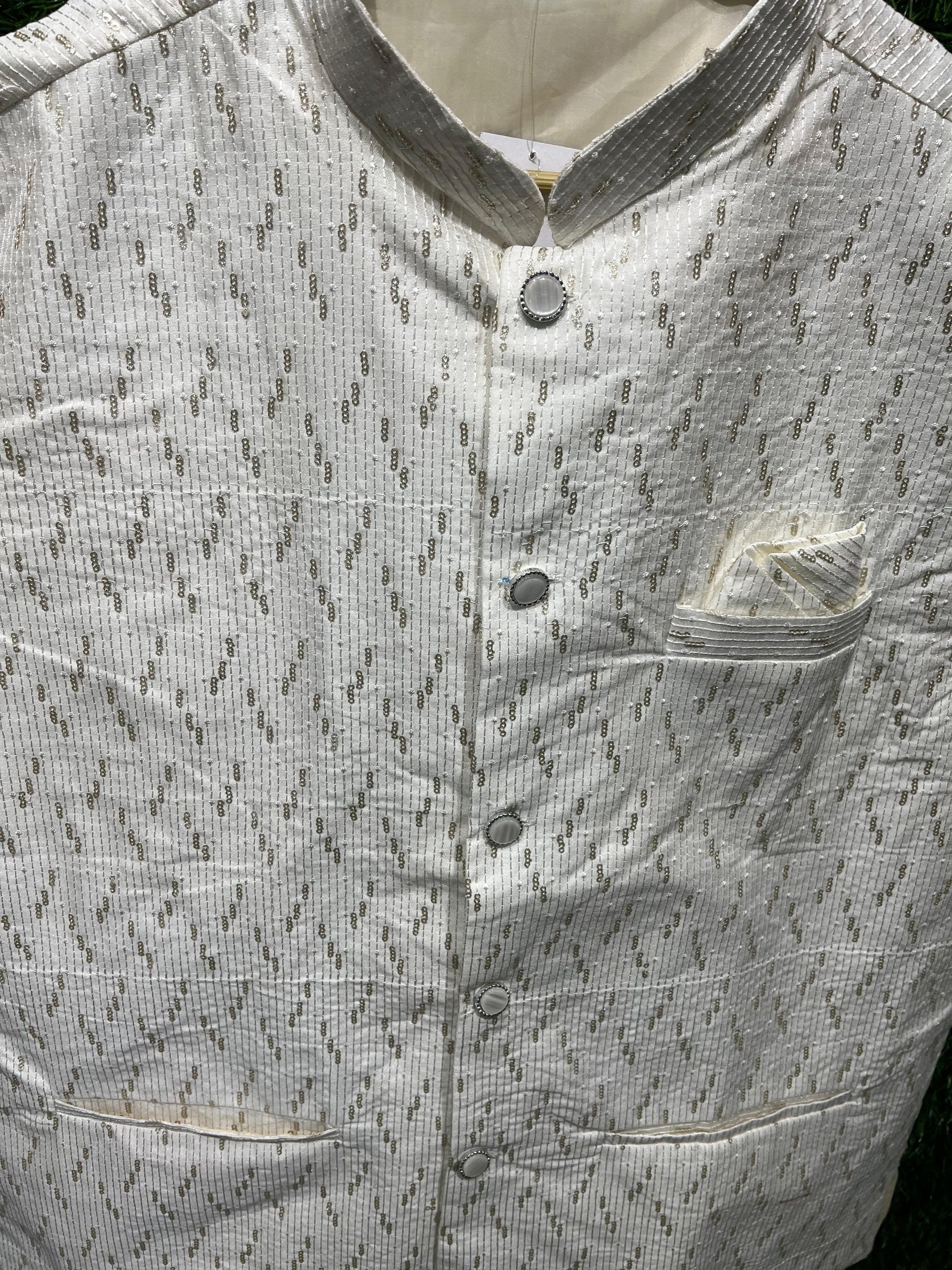 Elegant White Nehru Jacket – Festive & Wedding Wear