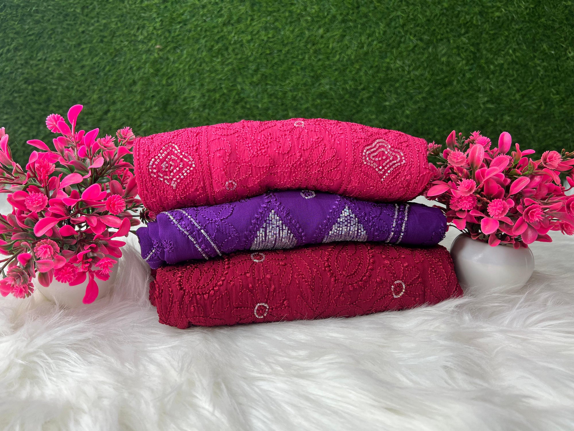 Lucknowi Chikankari Viscose Georgette Kurti with Cutdana Work