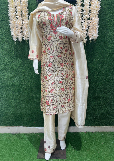 Elegant Kashmiri Embroidered Suit with Dupatta