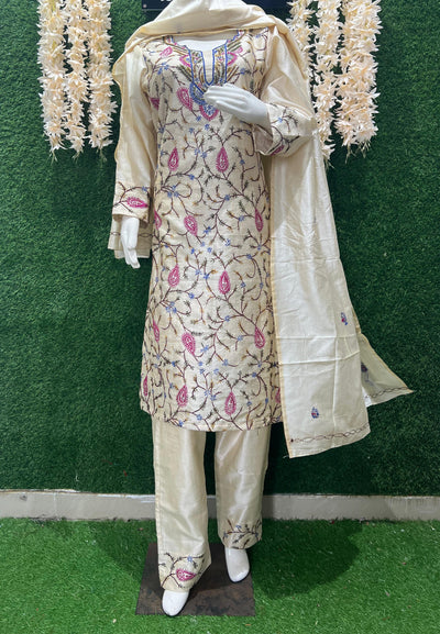 Elegant Kashmiri Embroidered Suit with Dupatta