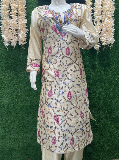 Elegant Kashmiri Embroidered Suit with Dupatta
