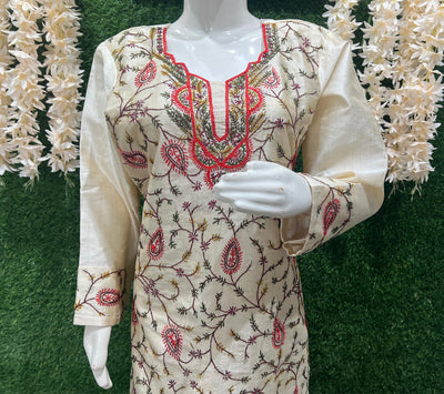 Elegant Kashmiri Embroidered Suit with Dupatta