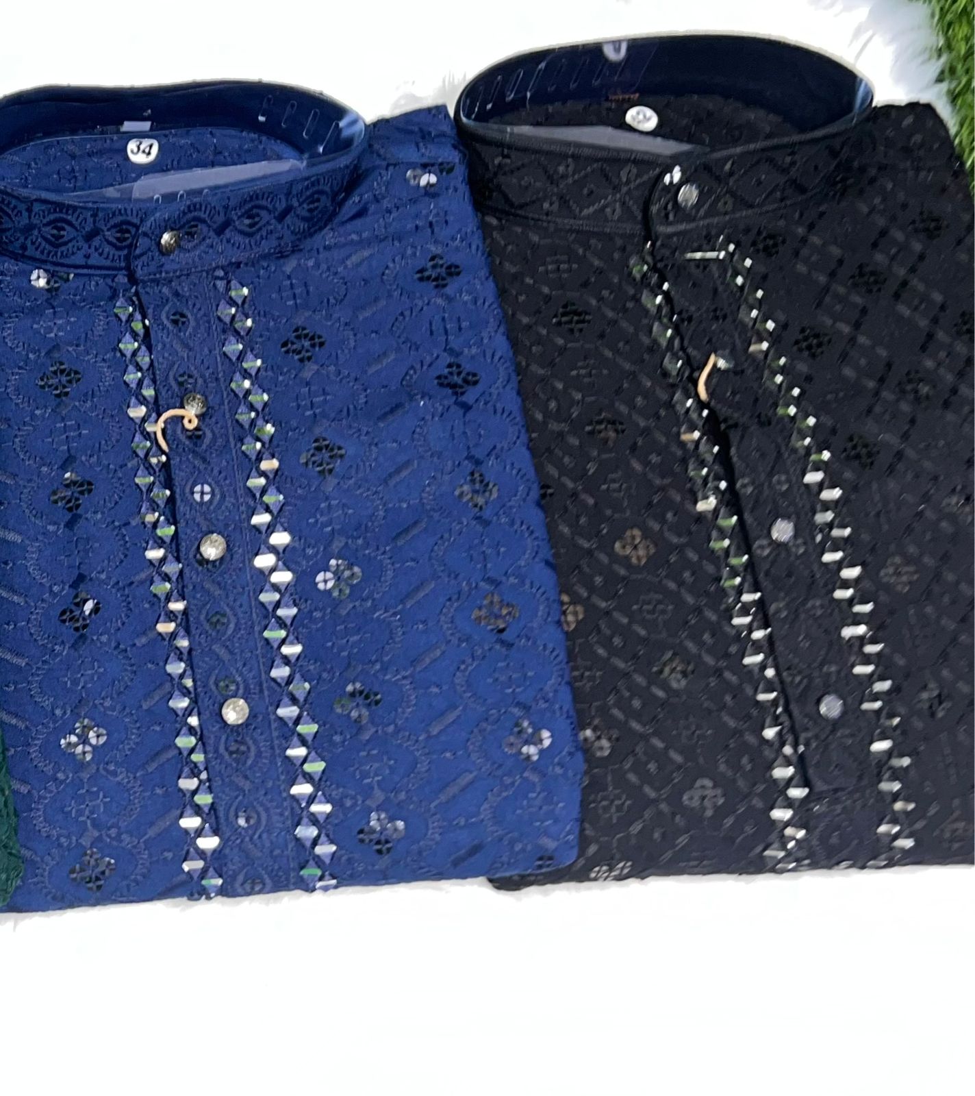 Chikankari Kurta Set with Mirror & Sequin Embellishments