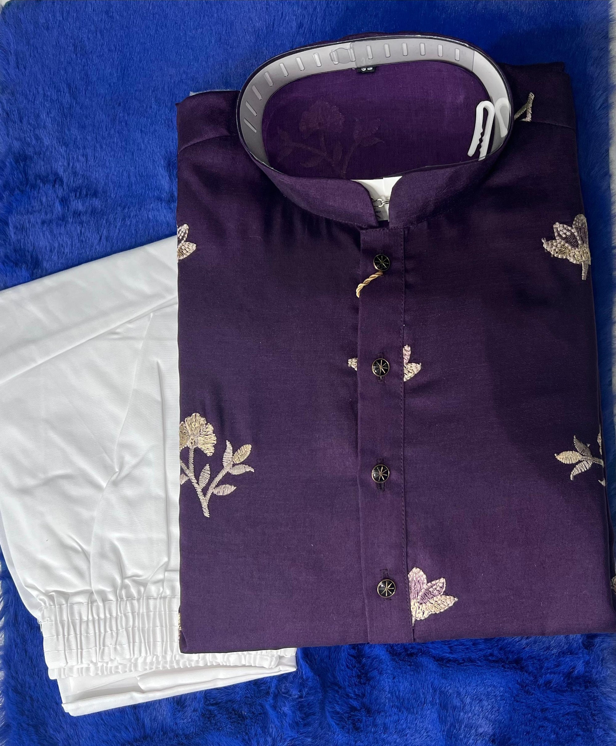 Purple Kurta With Thread & Sequins Embroidered Work