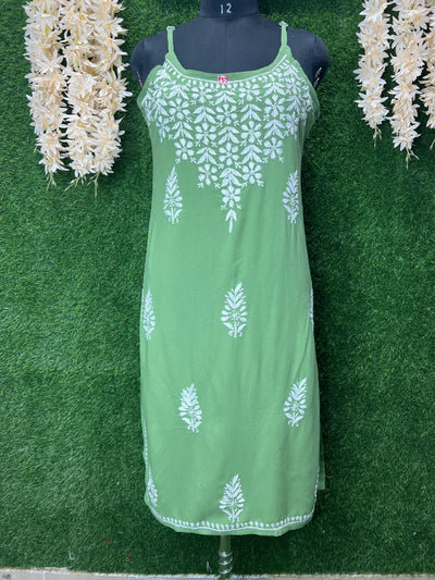 Lucknowi Chikankari Strappy Long Kurta
