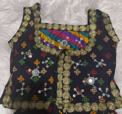 Traditional Mirror Work Embroidered Garba Chaniya Choli Set for Girls
