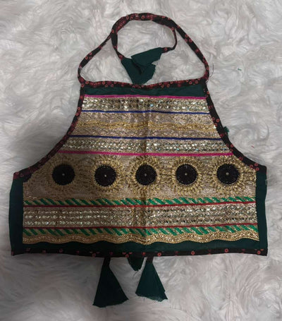 Traditional Green Embroidered Garba Chaniya Choli Set for Girls