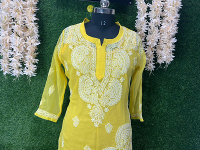 Lucknowi Chikankari Georgette Kurti
