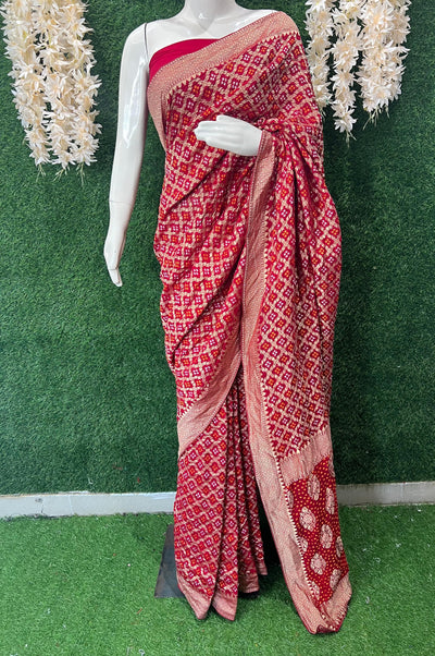 Khaddi Georgette Banarasi Saree with Rai Bandhej