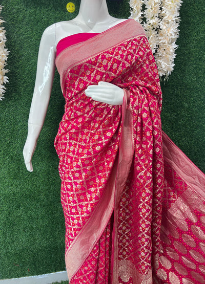 Khaddi Georgette Banarasi Saree with Rai Bandhej