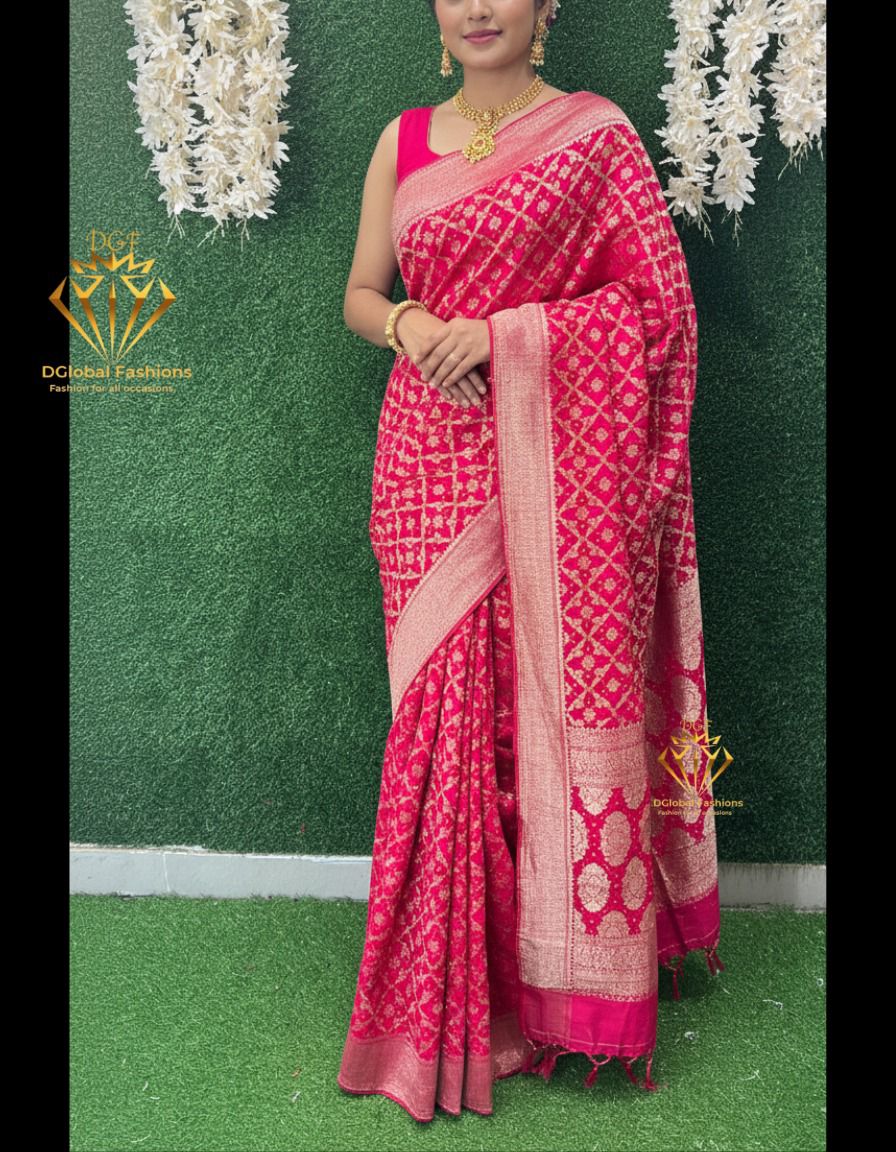 Khaddi Georgette Banarasi Saree with Rai Bandhej