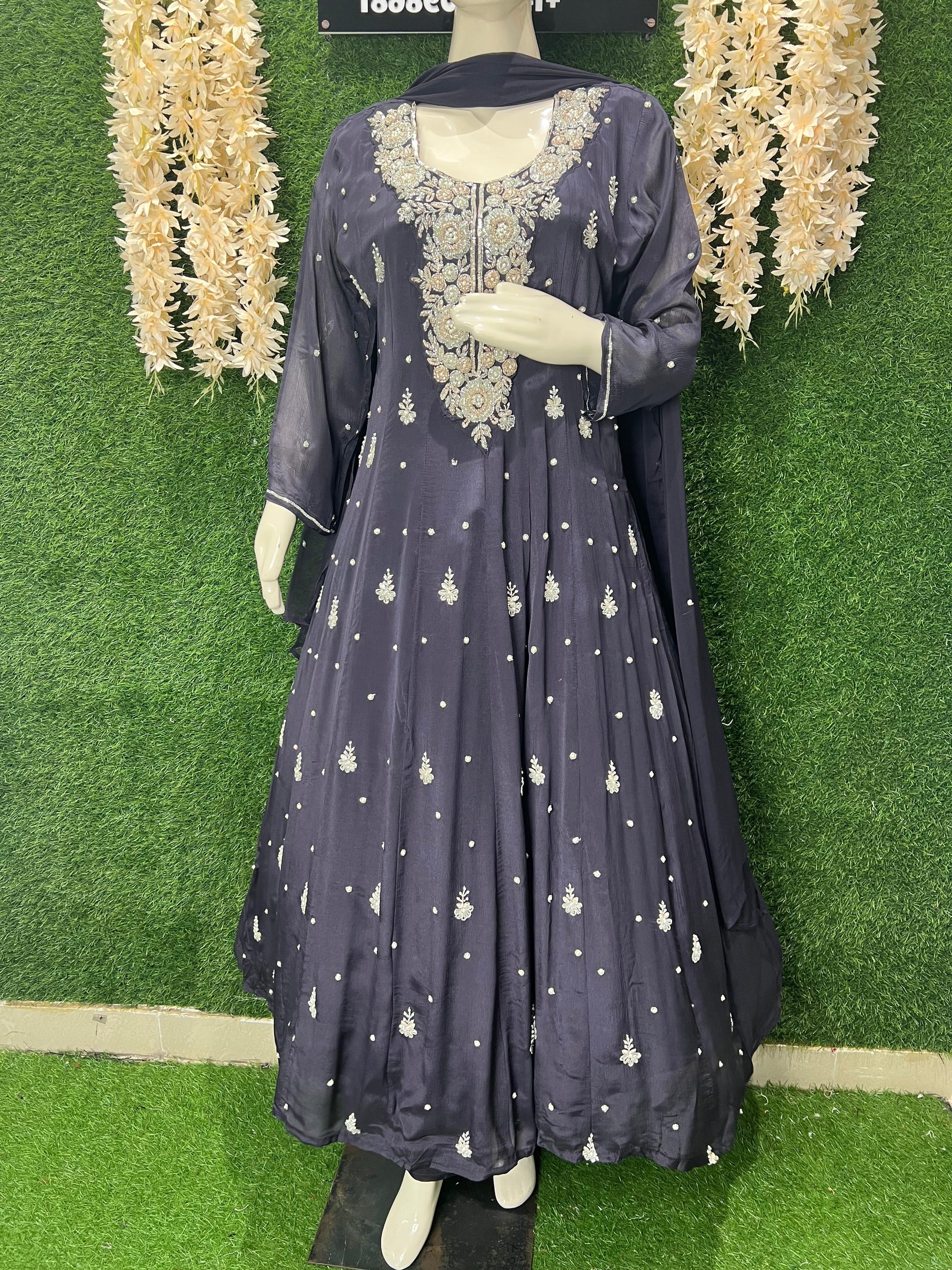 Chinnon Heavy Hand Embroidered Anarkali Suit