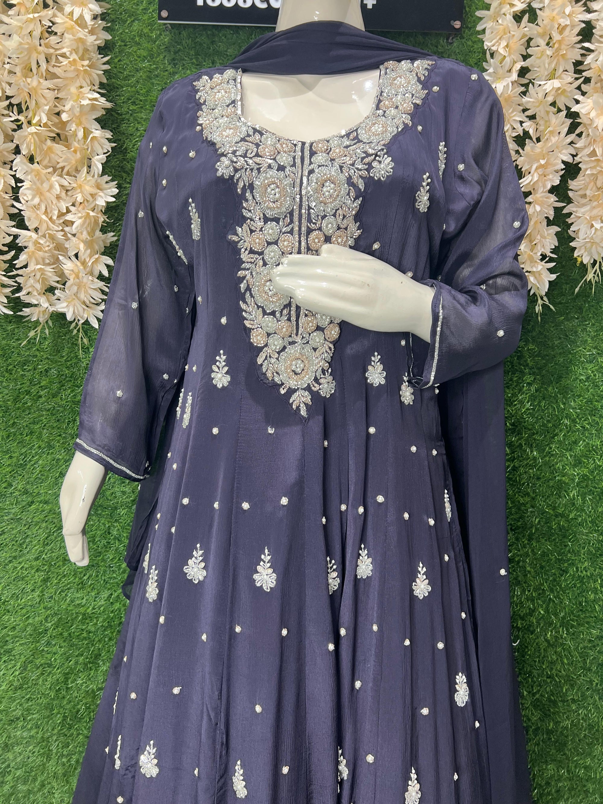 Chinnon Heavy Hand Embroidered Anarkali Suit