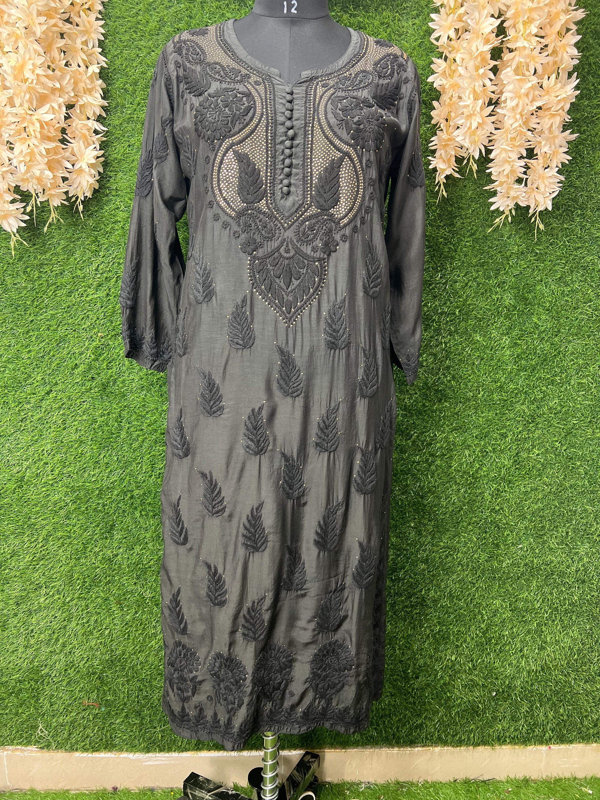 Muslin Kurti with Hand Embroidered Mukesh Work