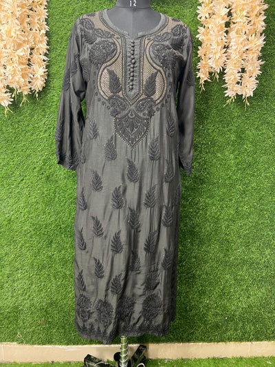 Muslin Kurti with Hand Embroidered Mukesh Work