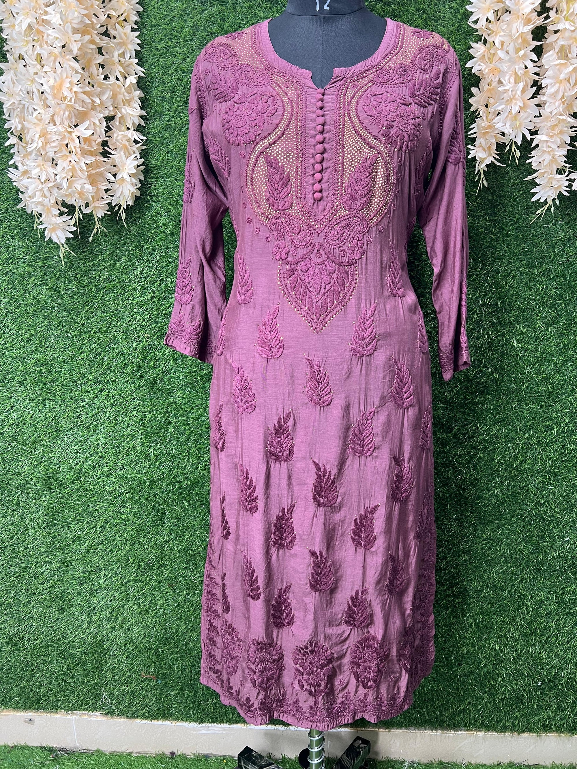 Muslin Kurti with Hand Embroidered Mukesh Work