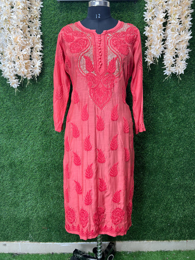 Muslin Kurti with Hand Embroidered Mukesh Work