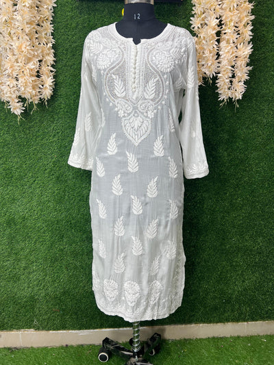 Muslin Kurti with Hand Embroidered Mukesh Work